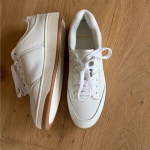 Saint Laurent SL/61 Low Top Sneakers in Perforated Leather - Blanc Optique - 40